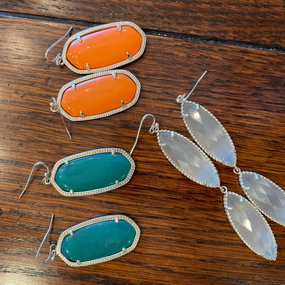 3 pairs of Kendra Scott earrings. For pierced ears- sold as a set